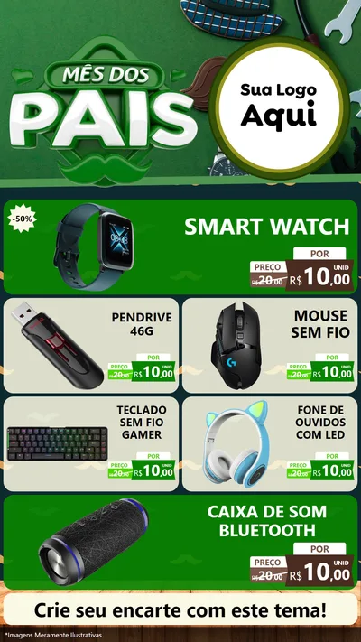 Modelo de TV para TV Vertical com o tema Mês dos Pais para Informática