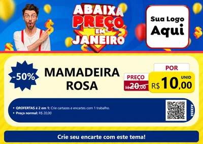 Modelo de Cartaz para Cartaz A4 Horizontal com o tema Abaixa Preço em Janeiro para Bebês