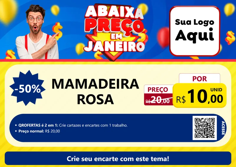 Modelo de Cartaz para Cartaz A4 Horizontal com o tema Abaixa Preço em Janeiro para Bebês
