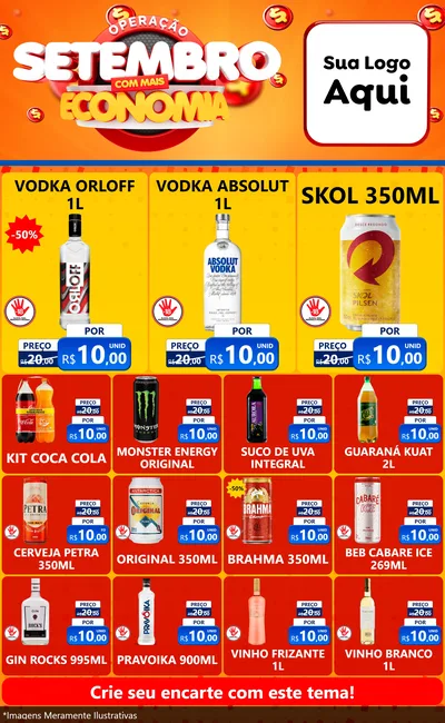 Modelo de Encarte para Encarte Grande com o tema Operação Setembro Com Muita Economia para Distribuidora de bebidas
