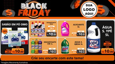 Modelo de TV para TV Horizontal com o tema Black Friday para Produtos de Limpeza