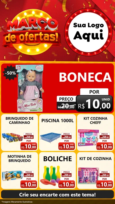 Modelo de Rede Social para Stories com o tema Março de Ofertas! para Brinquedos