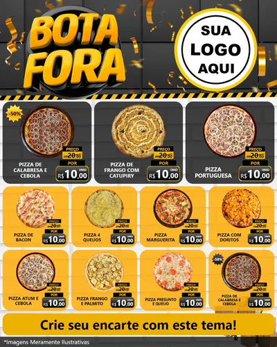 Modelo de Rede Social para Feed Instagram com o tema Bota Fora para Pizzaria