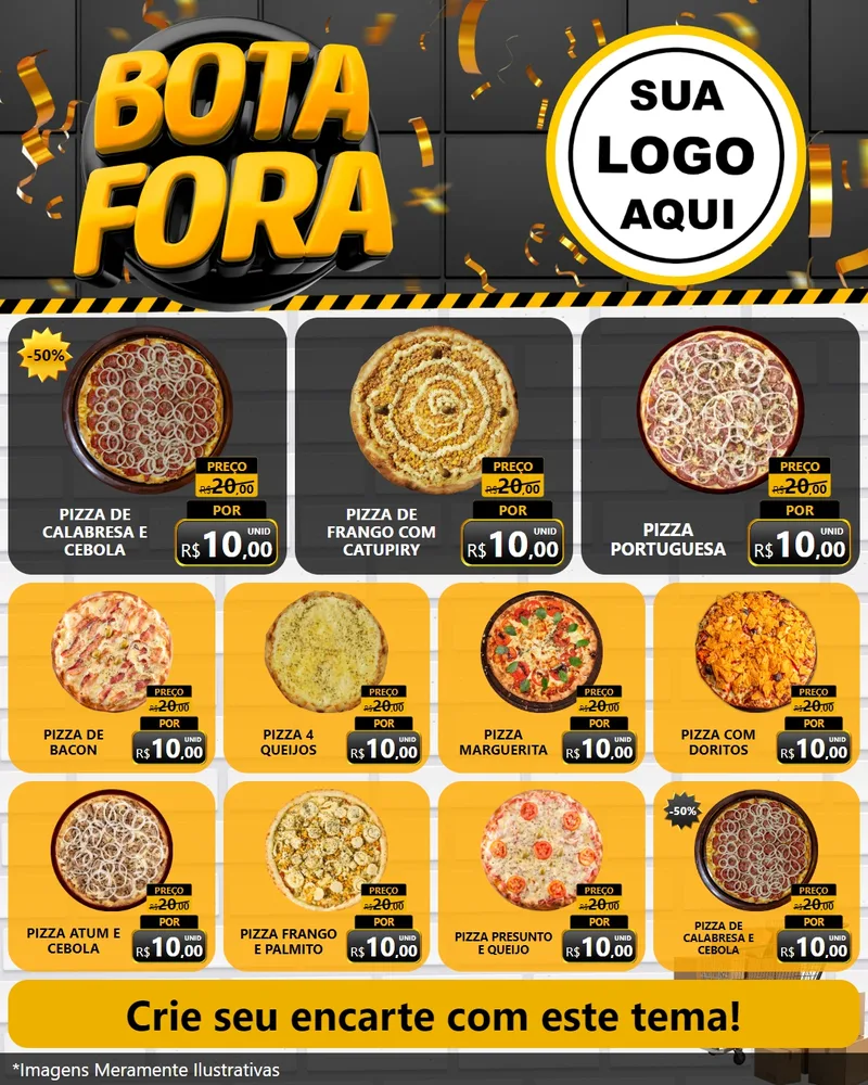 Modelo de Rede Social para Feed Instagram com o tema Bota Fora para Pizzaria