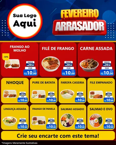 Modelo de Rede Social para Feed Instagram com o tema Fevereiro Arrasador para Restaurante