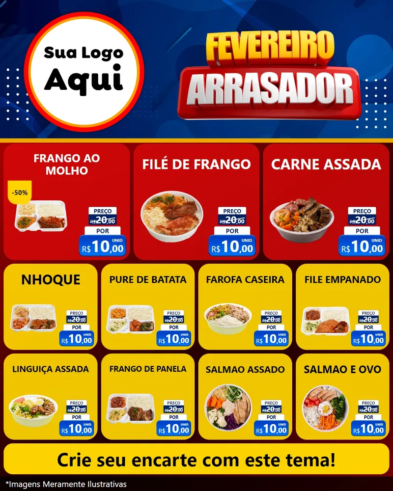Modelo de Rede Social para Feed Instagram com o tema Fevereiro Arrasador para Restaurante