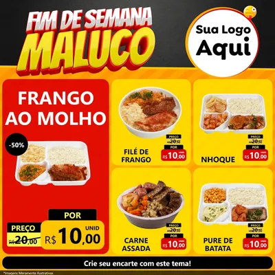 Modelo de Rede Social para Feed Facebook com o tema Final de Semana Maluco para Restaurante