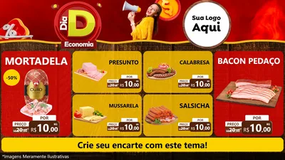 Modelo de TV para TV Horizontal com o tema Dia D Economia para Frios e Laticínios