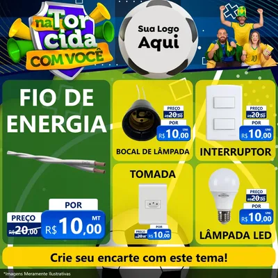 Modelo de Rede Social para Feed Facebook com o tema Na Torcida Com Você - Copa para Materiais Elétricos