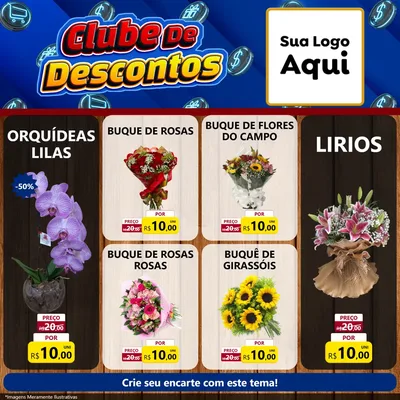 Modelo de Rede Social para Feed Facebook com o tema Clube de Descontos para Floricultura e jardim