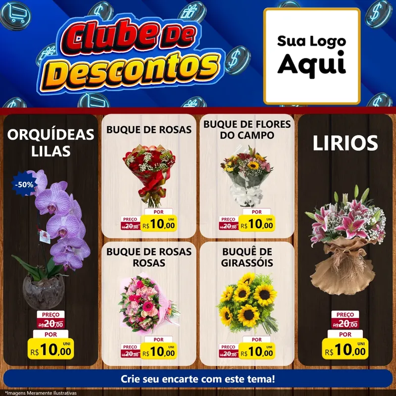 Modelo de Rede Social para Feed Facebook com o tema Clube de Descontos para Floricultura e jardim