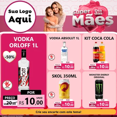 Modelo de Rede Social para Feed Facebook com o tema Super Dia Das Mães para Distribuidora de bebidas