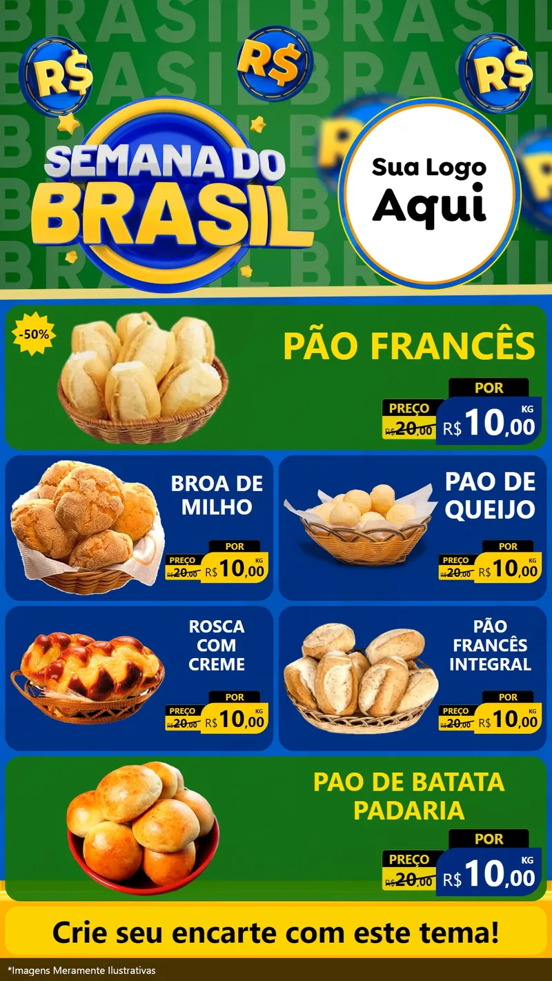 Modelo de TV para TV Vertical com o tema Semana Do Brasil para Padaria