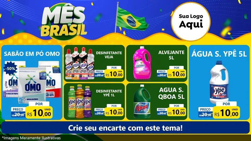 Modelo de TV para TV Horizontal com o tema Mês do Brasil para Produtos de Limpeza