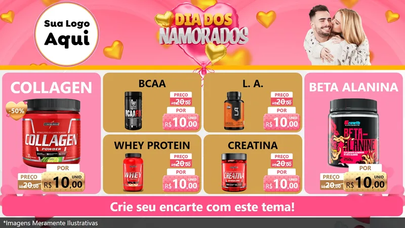Modelo de TV para TV Horizontal com o tema Dia dos Namorados para Suplementos alimentares