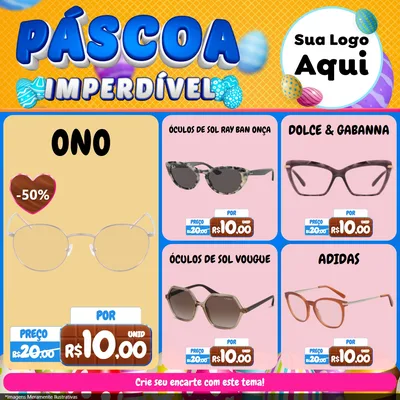 Modelo de Rede Social para Feed Facebook com o tema Páscoa Imperdível para Óticas