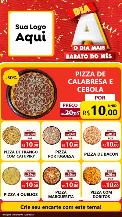 Modelo de Rede Social para Stories com o tema Dia A o Dia Mais Barato do Mês para Pizzaria