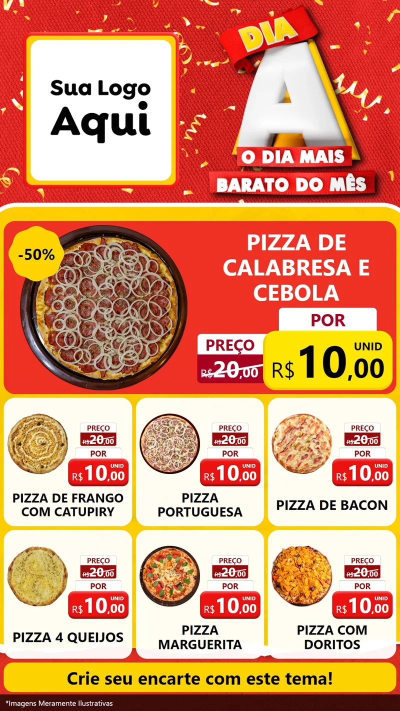 Modelo de Rede Social para Stories com o tema Dia A o Dia Mais Barato do Mês para Pizzaria