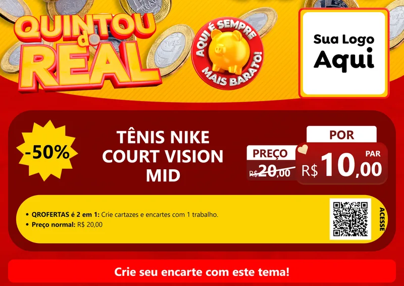 Modelo de Cartaz para Cartaz A4 Horizontal com o tema Quintou do Real para Calçados