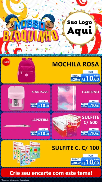 Modelo de TV para TV Vertical com o tema Nosso Bloquinho para Papelaria