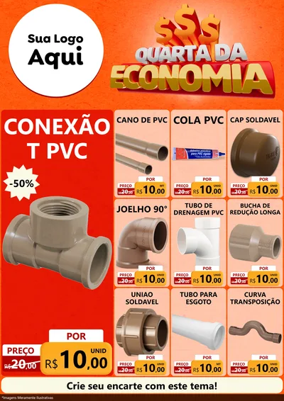 Modelo de Encarte para Encarte A4 Vertical com o tema Quarta da Economia para Tubos e conexões