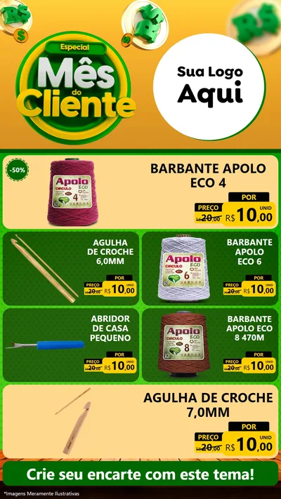 Modelo de TV para TV Vertical com o tema Especial Mês do Cliente para Armarinho e Aviamentos
