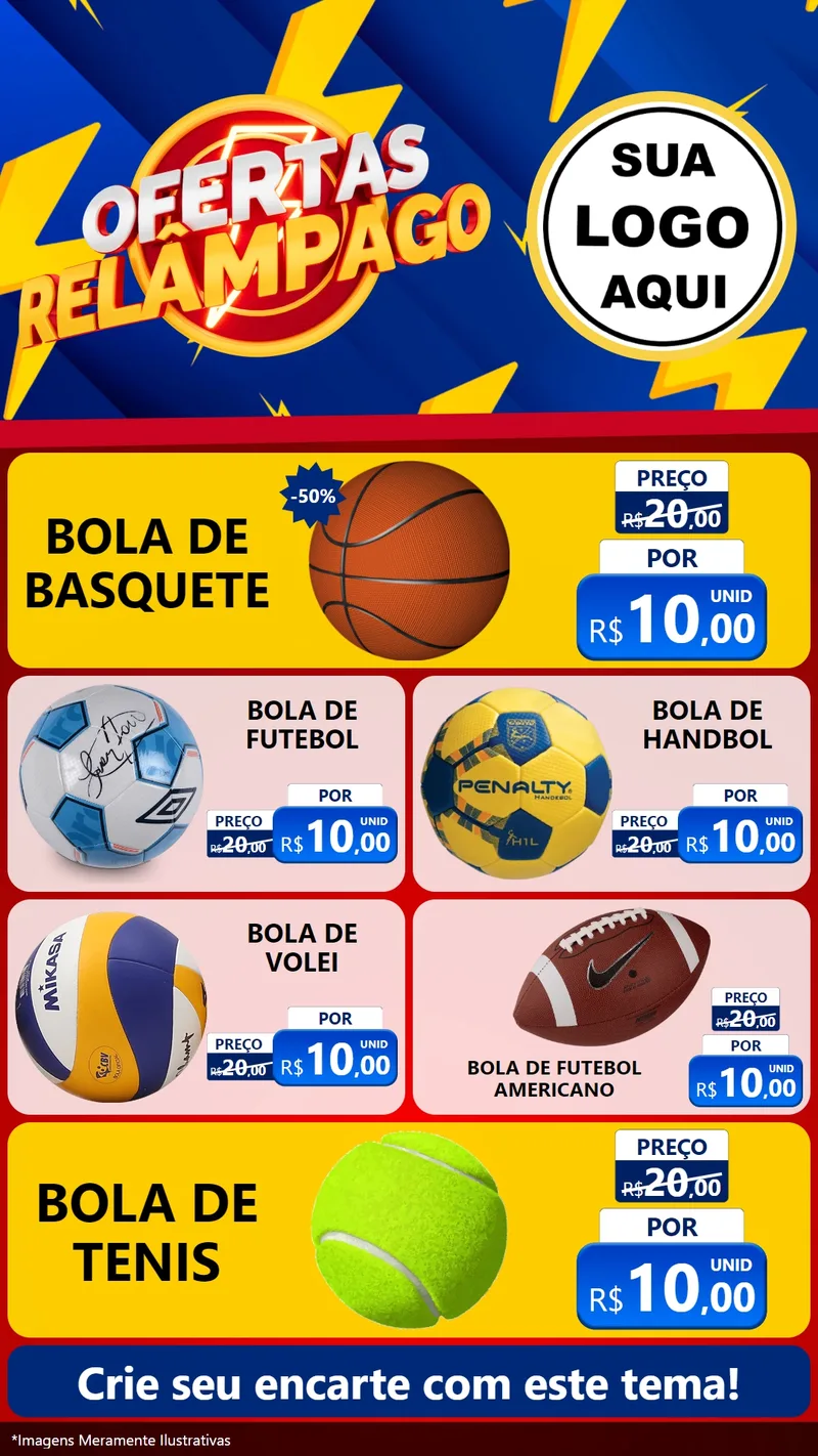 Modelo de TV para TV Vertical com o tema Ofertas Relâmpago para Artigos Esportivos