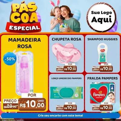 Modelo de Rede Social para Feed Facebook com o tema Páscoa Especial para Bebês