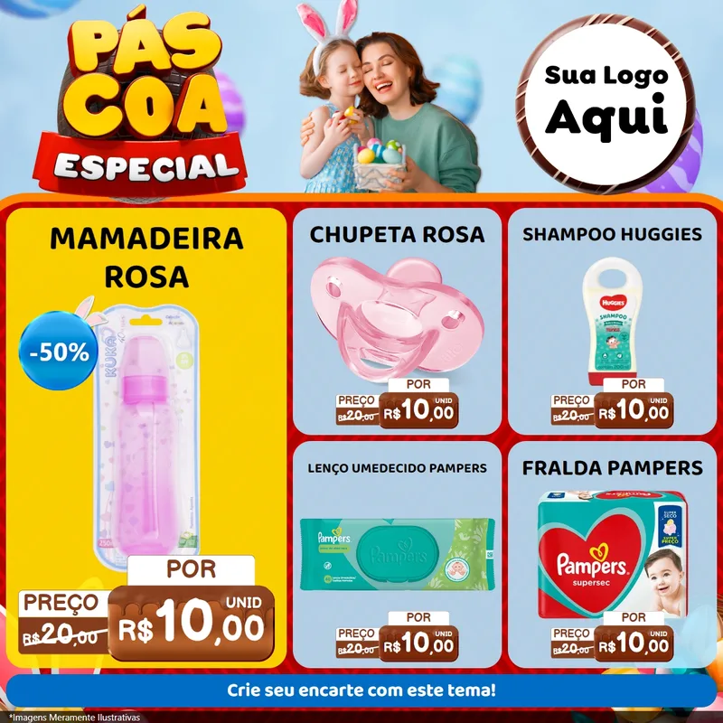 Modelo de Rede Social para Feed Facebook com o tema Páscoa Especial para Bebês