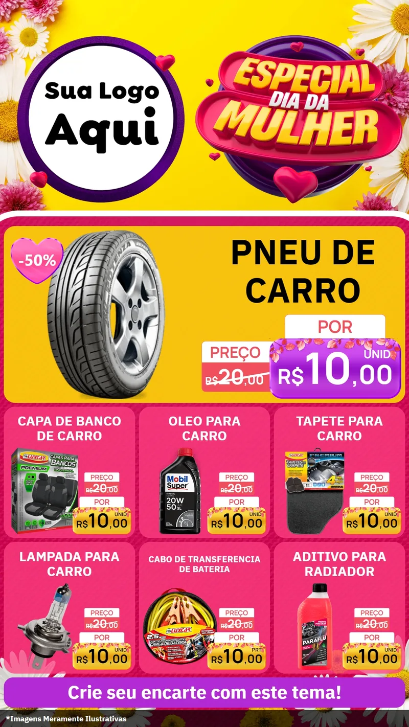 Modelo de Rede Social para Stories com o tema Especial Dia da Mulher para Auto peças