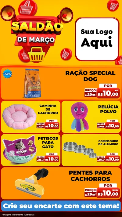 Modelo de TV para TV Vertical com o tema Saldão de Março para Pet Shop