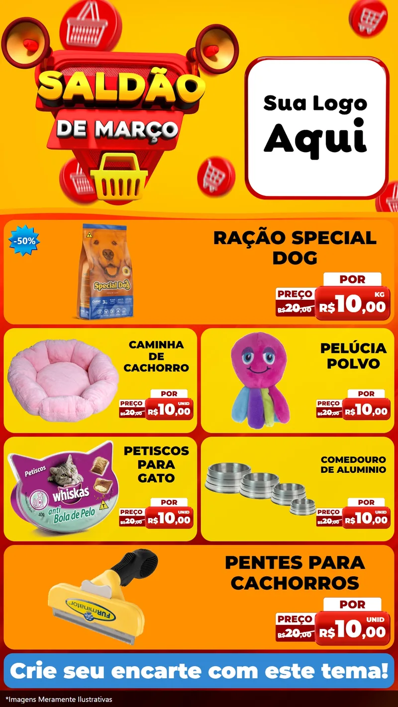 Modelo de TV para TV Vertical com o tema Saldão de Março para Pet Shop