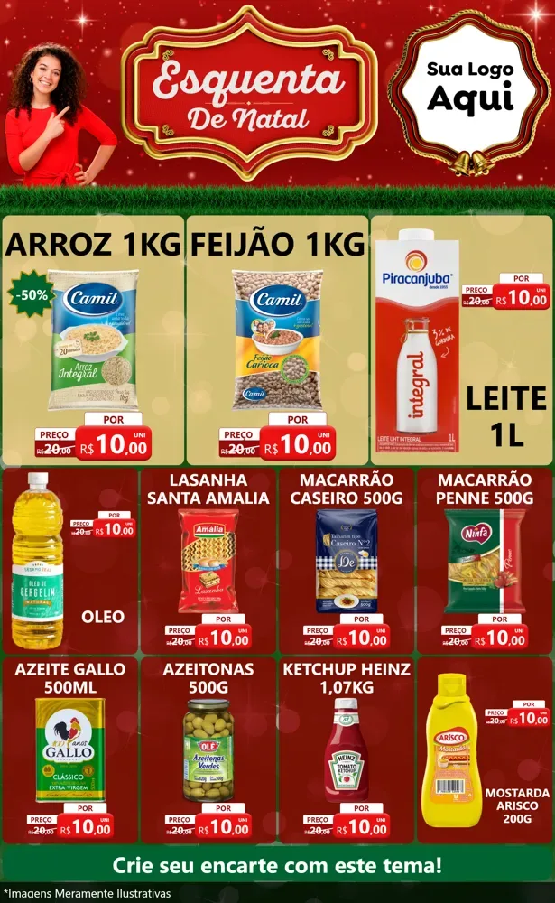 Modelo de Encarte para Encarte Grande com o tema Esquenta de Natal para Supermercado