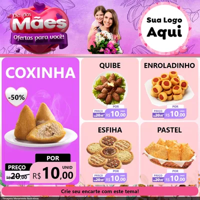 Modelo de Rede Social para Feed Facebook com o tema Dia das Mães Ofertas para Você! para Salgadaria