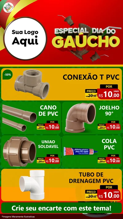 Modelo de TV para TV Vertical com o tema Especial Dia do Gaúcho para Tubos e conexões