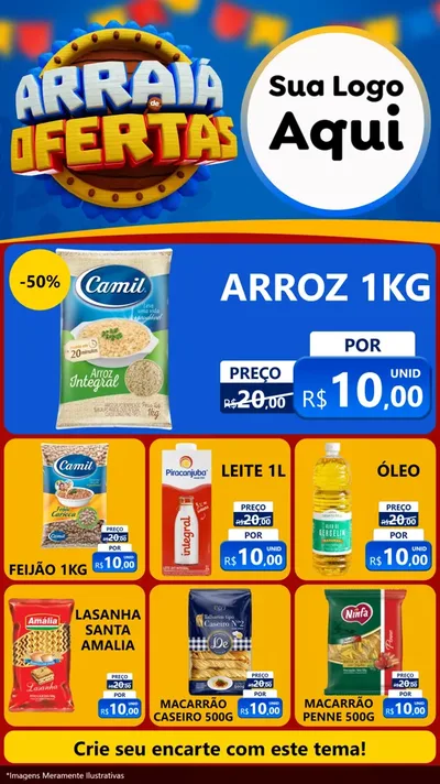 Modelo de Rede Social para Stories com o tema Arraiá de Ofertas - Junina para Supermercado