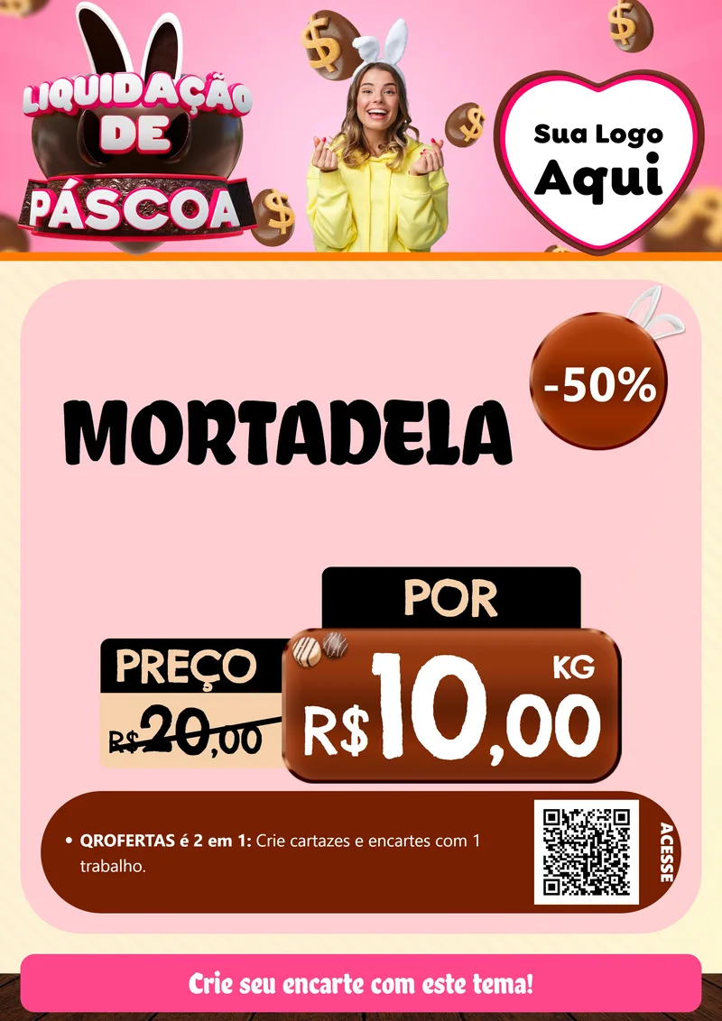 Modelo de Cartaz para Cartaz A4 Vertical com o tema Liquidação de Páscoa para Frios e Laticínios