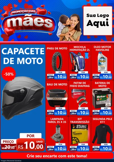 Modelo de Encarte para Encarte A4 Vertical com o tema Promoção das Mães para Moto peças