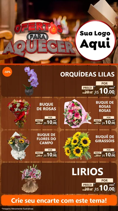 Modelo de TV para TV Vertical com o tema Ofertas Para Aquecer para Floricultura e jardim