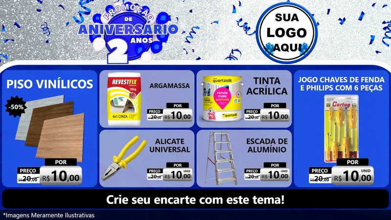 Modelo de TV para TV Horizontal com o tema Promoção de Aniversário - 2 Anos para Material para Construção