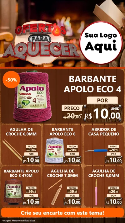 Modelo de Rede Social para Stories com o tema Ofertas Para Aquecer para Armarinho e Aviamentos