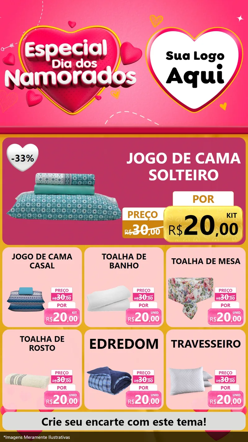 Modelo de Rede Social para Stories com o tema Especial Dia dos Namorados para Cama, Mesa e Banho