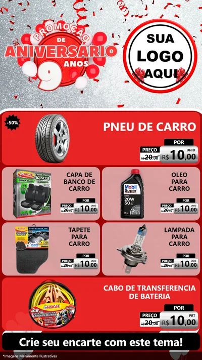 Modelo de TV para TV Vertical com o tema Promoção de Aniversário - 9 Anos para Auto peças