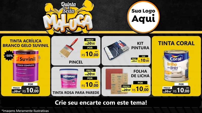 Modelo de TV para TV Horizontal com o tema Quinta e Sexta Maluca para Tintas e Ferramentas