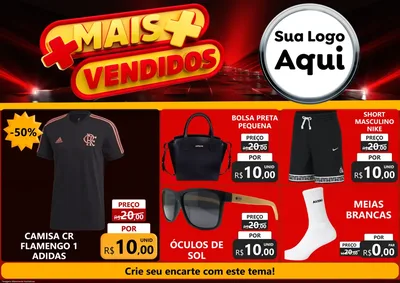 Modelo de Encarte para Encarte A4 Horizontal com o tema Mais Vendidos para Roupas e acessórios