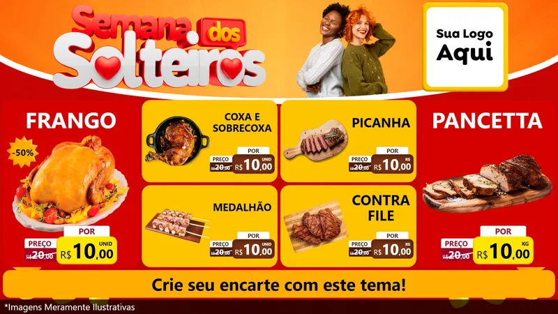 Modelo de TV para TV Horizontal com o tema Semana dos Solteiros para Assados