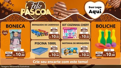 Modelo de TV para TV Horizontal com o tema Feliz Páscoa para Brinquedos