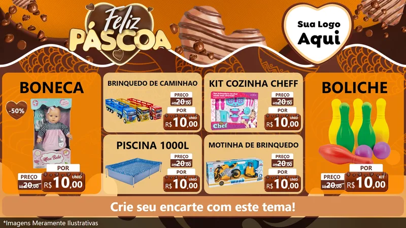 Modelo de TV para TV Horizontal com o tema Feliz Páscoa para Brinquedos
