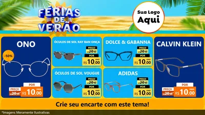Modelo de TV para TV Horizontal com o tema Férias de Verão para Óticas