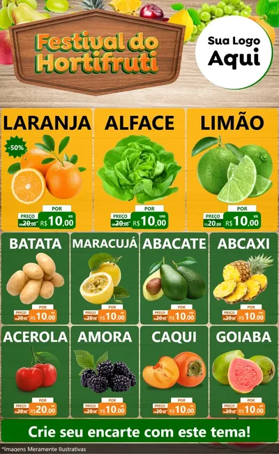 Modelo de Encarte para Encarte Grande com o tema Festival do Hortifruti para Hortifrúti